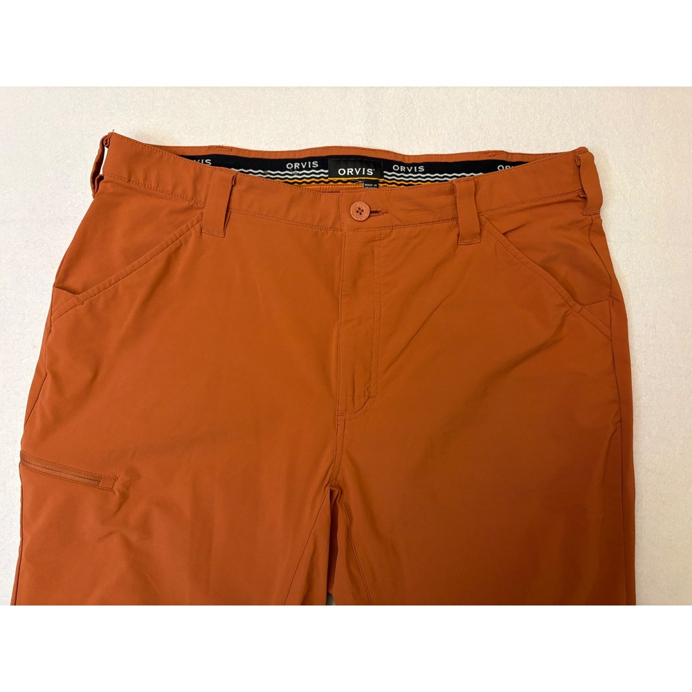 Orvis Mens Outdoor Performance Hiking Pants Rust Orange 37x31 Articulated Knee